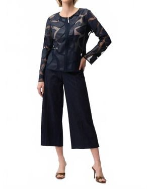 Joseph Ribkoff Leatherette Mesh Jacket - Blue