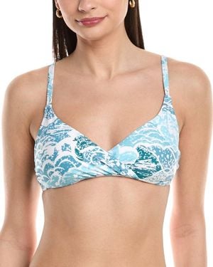 Helen Jon Shirred Crossover Bra - Blue