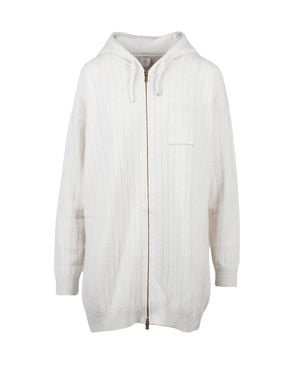 Eleventy Wool-Blend Oversized Zip Cardigan - White