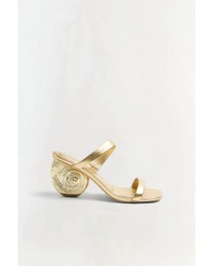 Jonathan Simkhai Marion Metallic Leather Shell Heel Sandal - Natural
