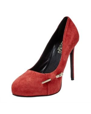 Loriblu Suede Crystal Embellished Platform Pumps - Red