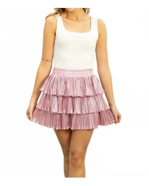 Southern Grace Kiley Shimmer Tiered Mini Skort - Pink