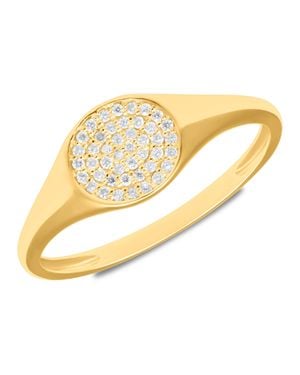 MAX + STONE 14K Lab Grown Diamond Signet Ring - Metallic