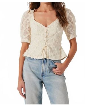Astr Cherian Floral Appliqué Lace Top - Blue