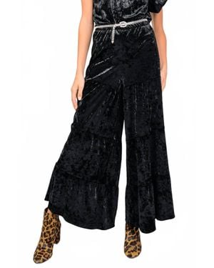 Ivy Jane Tiered Velvet Pants - Black