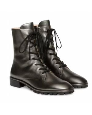 Stuart Weitzman Laine Leather Combat Boots - Black