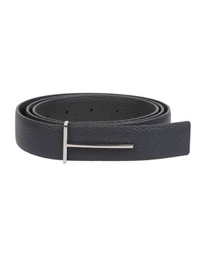 Tom Ford Slim T Reversible Calf Leather Belt - Black