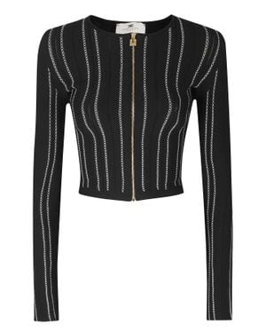 Elisabetta Franchi Butter Viscose-Blend Origami Zip Cardigan - Black