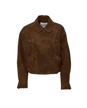 Isabel Marant Belma Faux Suede Belted Oversized Jacket - Brown