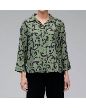 cut-loose Swirl Crop Easy Shirt Top - Green