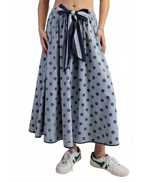 Easel Tie Waisted Polka Dot Skirt - Blue