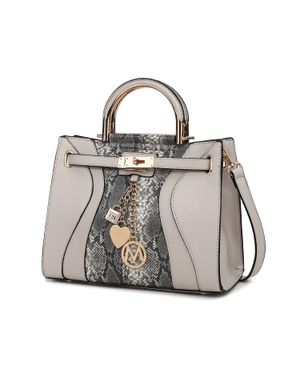 MKF Cassia Snake Embossed Vegan Leather Satchel Bag By Mia K - Gray
