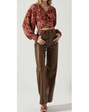 Astr Pernille Pleated Floral Puff Sleeve Top - Multicolor