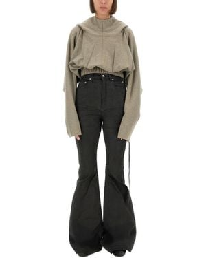 Rick Owens Cropped Hooded Tunic Sweatshirt - Green