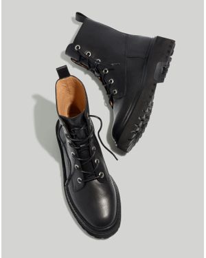 Madewell The Rayna Ng667-001 Boots Leather Lace Up Zpo3142 - Black