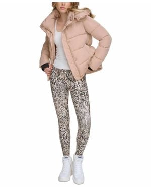 DKNY Performance Lightweight Full Zipper Puffer Jacket - Natural