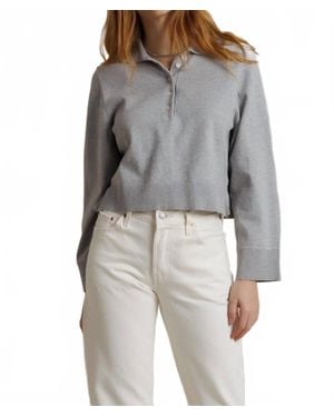 PERFECTWHITETEE Ximena Popover Sweater - Gray