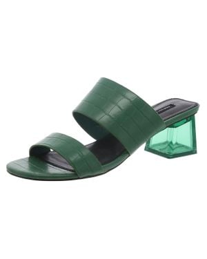 French Connection Faux Leather Embossed Block Heel - Green