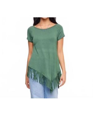 Karen Kane Angled Fringe Top - Green