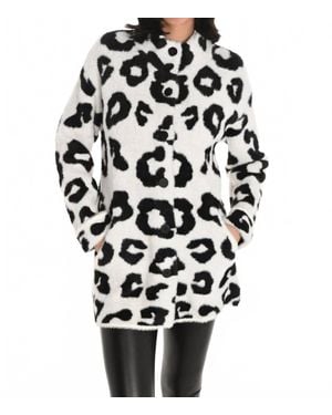 FRANK LYMAN Brooke Animal Print Knit Jacket - White