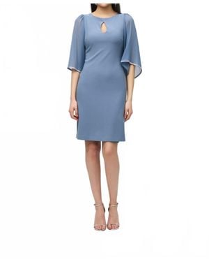 Joseph Ribkoff Chiffon Sleeves Shift Dress - Blue