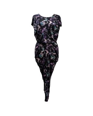 Saloni Printed Midi Dress - Black