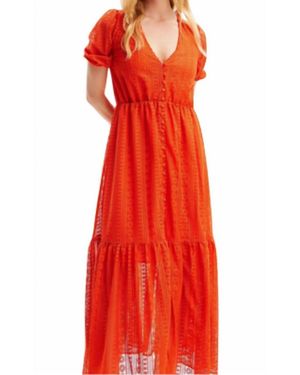 Desigual Tulle Maxi Dress - Red