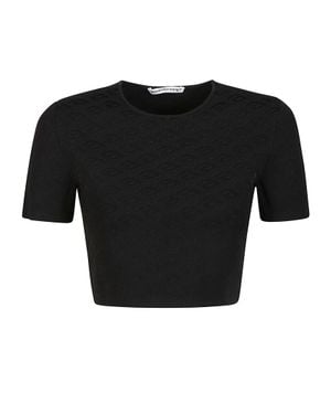 T By Alexander Wang Skewed Logo Polyamide Blend T-Shirt - Black