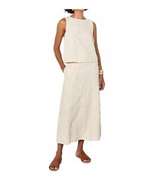Apricot Dandelion Embroidered Linen Top - Natural