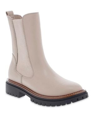 MIA Fala Mh240801 Boots Sand Leather Block Heel Chelsea Htat1072 - White