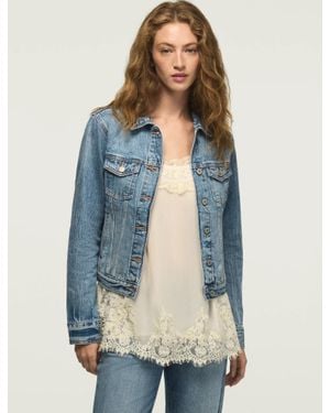 Lucky Brand Denim Shrunken Trucker Jacket - Blue