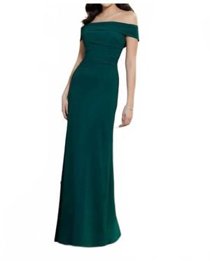 Mgny Draped Bodice Off The Shoulder Dress - Green