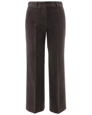 Ql2 Dark Wide-Leg Cotton Corduroy Pants - Gray