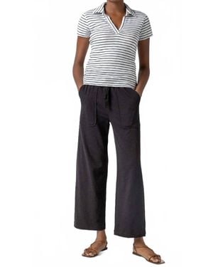 Lilla P Striped Polo Tee - Black