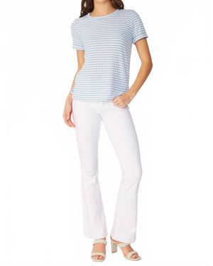 Fsl Apparel Stripe Ribbed Knit Short Sleeve Top - White