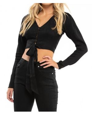 Blue Life Roma V-Neck Long Sleeve Top - Black
