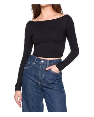Susana Monaco Scoop Back Long Sleeve Top - Blue