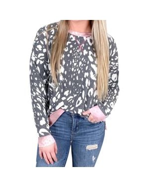 Honeyme Animal Print Weekender Sweater - Blue