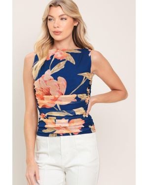 TRUEDAMES Deep Sea Bloom Power Mesh Tank Top - Blue