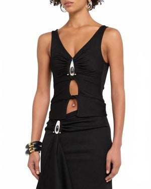 Christopher Esber Crystal Pendant Twisted Keyhole Tank Top - Black