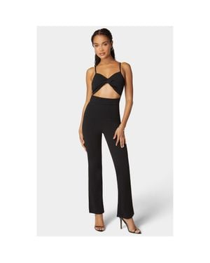 Bebe Twist Front Wide Leg Jumpsuit - Black