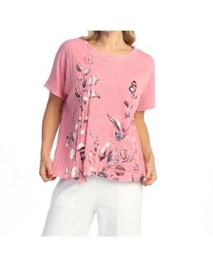 Jess & Jane Botanica Mineral Washed Cotton Rib Contrast Top - Pink