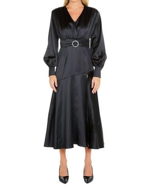 Beulahstyle Satin Maxi Dress With O-Ring - Black
