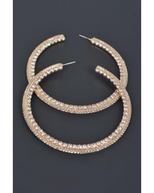 Fashnzfab 80Mm Rhinestone Hoop Earring - Blue