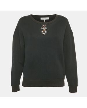 Sandro Embellished Detail Cotton Sweatshirt - Gray