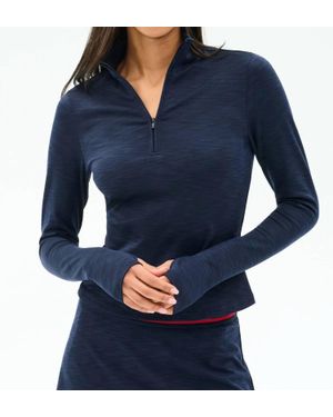 Splits59 Stevie Active Rib Half Zip Waist Length Top - Blue