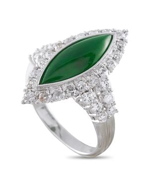 LB Exclusive Platinum 0.75Ct Diamond And Jade Ring Mf16-050626 - Green