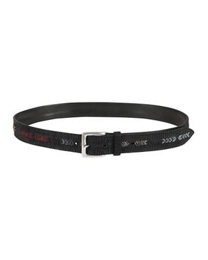 Orciani Blade Sioux Textured Embroidered Arrow Calf Leather Belt - Black