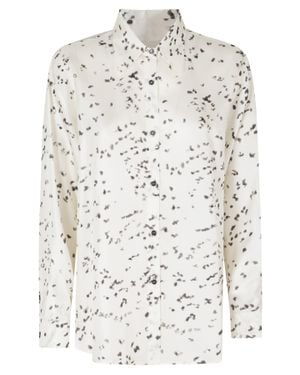 Alysi Cream Speckled Print Silk Shirt - White