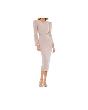 Mac Duggal Beaded Long Sleeve Embellished Dress - Black